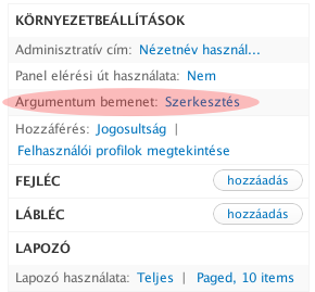 Argumentum bemenet szerkesztése